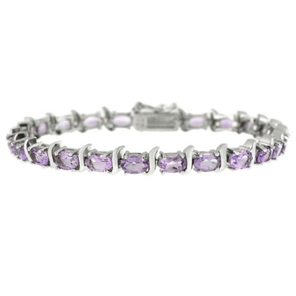 Sterling Silver 10ct. Amethyst Oval Tennis Bracele - Picture 1 of 2